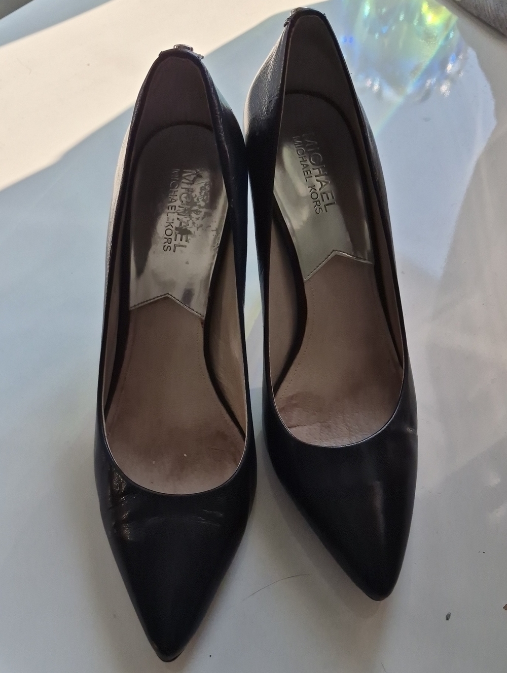 Michael Kors Black Leather Pointed-Toe Pumps